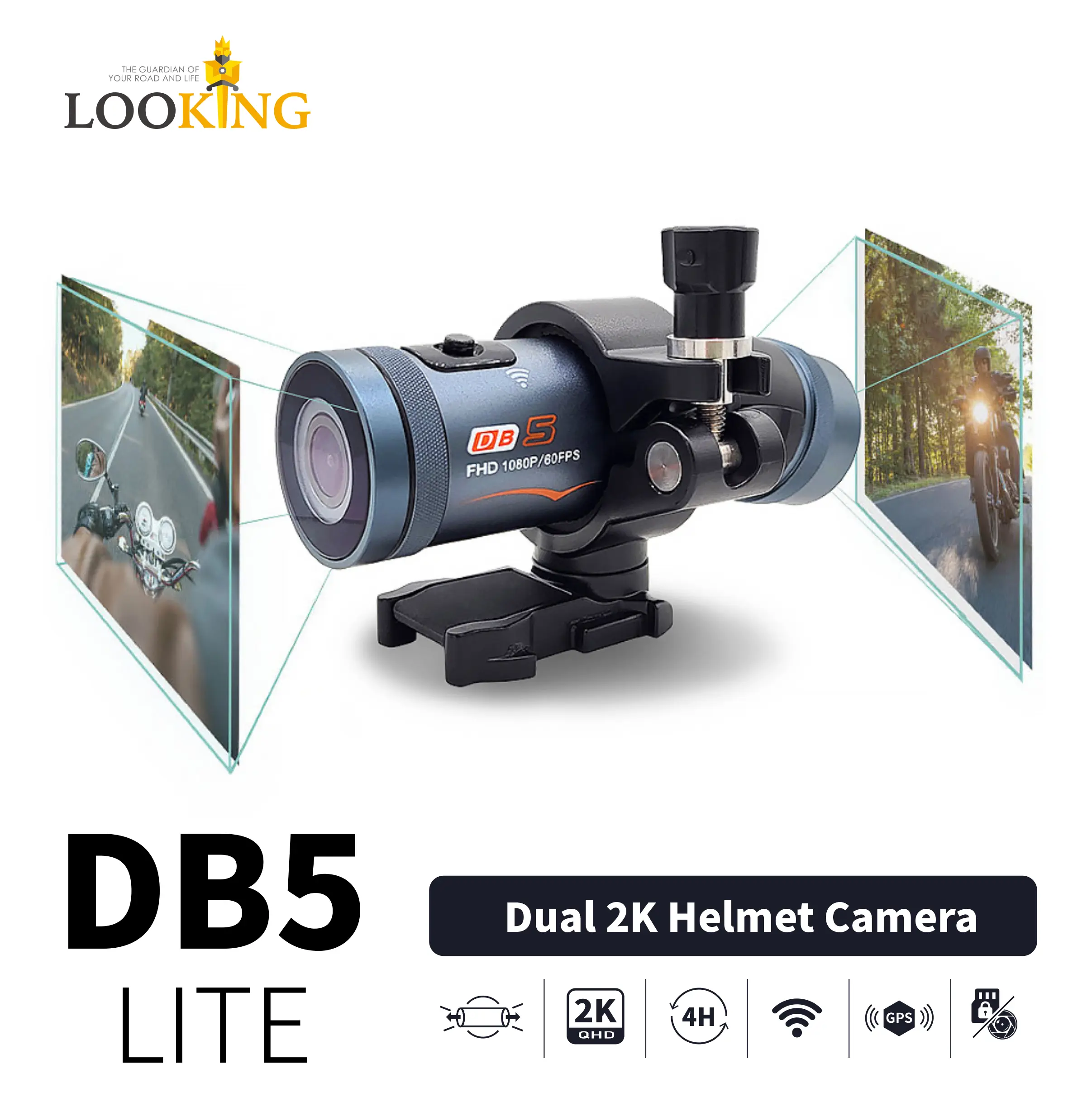 LOOKING Dual Lens Portable Helmet Camera